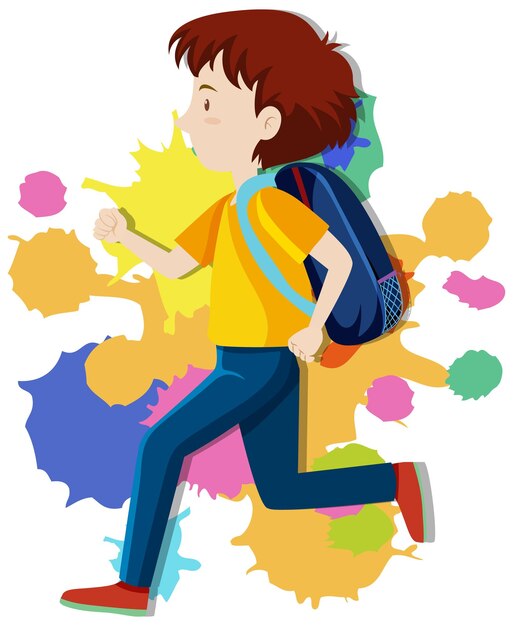 Hombre feliz con mochila corriendo