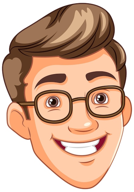 Vector gratuito hombre con gafas cabeza sonriente