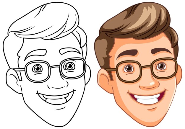 Hombre con gafas cabeza sonriente