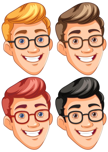 Vector gratuito hombre con gafas cabeza sonriente