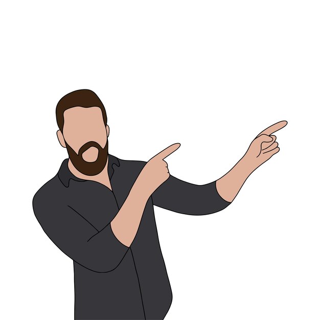 Hombre guapo joven aislado en diferentes poses en la ilustración de fondo blanco
