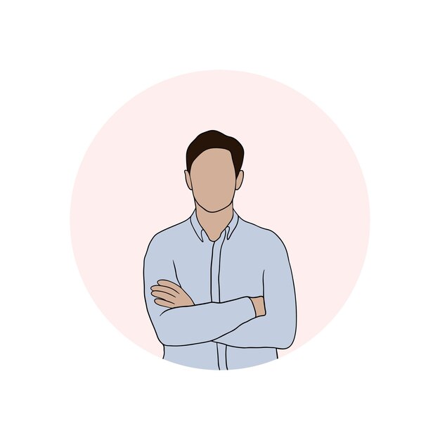 Hombre guapo joven aislado en diferentes poses en la ilustración de fondo blanco