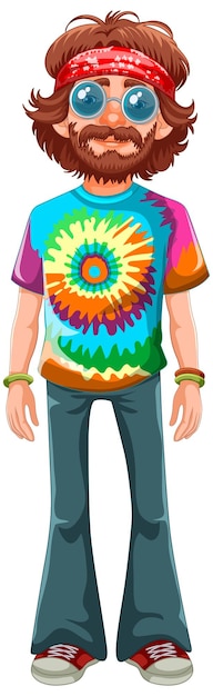 Vector gratuito hombre hippie con trajes vibrantes