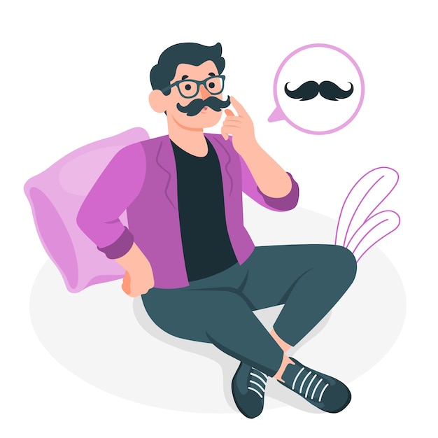 Vector gratuito hombre con ilustración del concepto de bigote