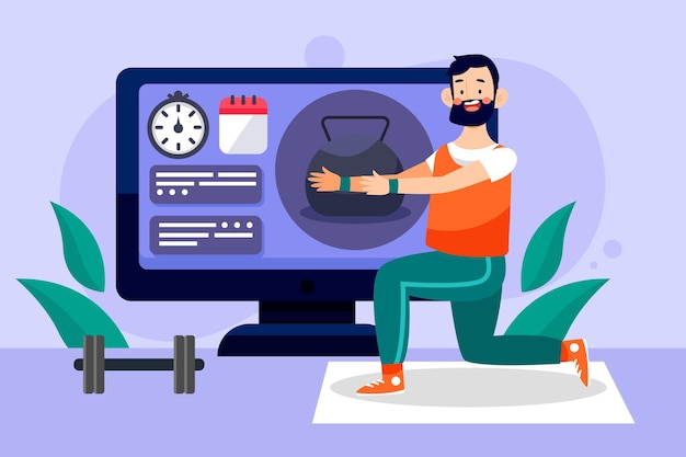 Vector gratuito hombre ilustrado dando consejos de fitness