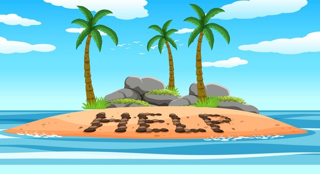 Un hombre en una isla desierta aislado