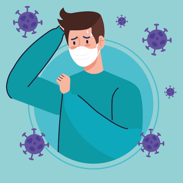 Hombre con mascarilla enferma de coronavirus 2019 ncov