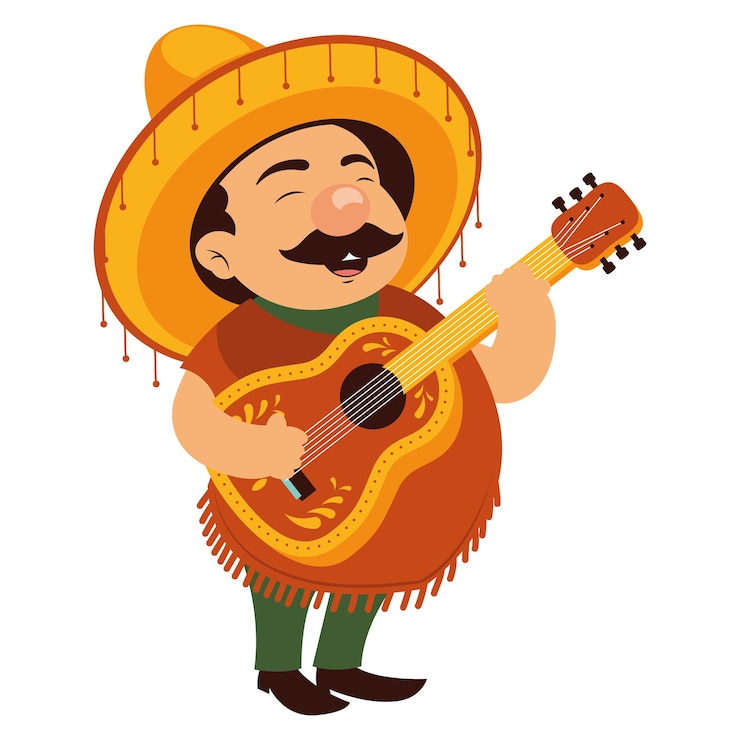 Vector gratuito hombre mexicano con guitarra
