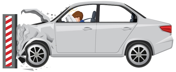 Vector gratuito hombre con muestra de accidente automovilístico