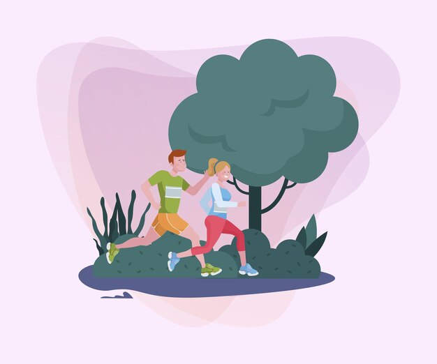 Hombre y mujer corriendo maratón