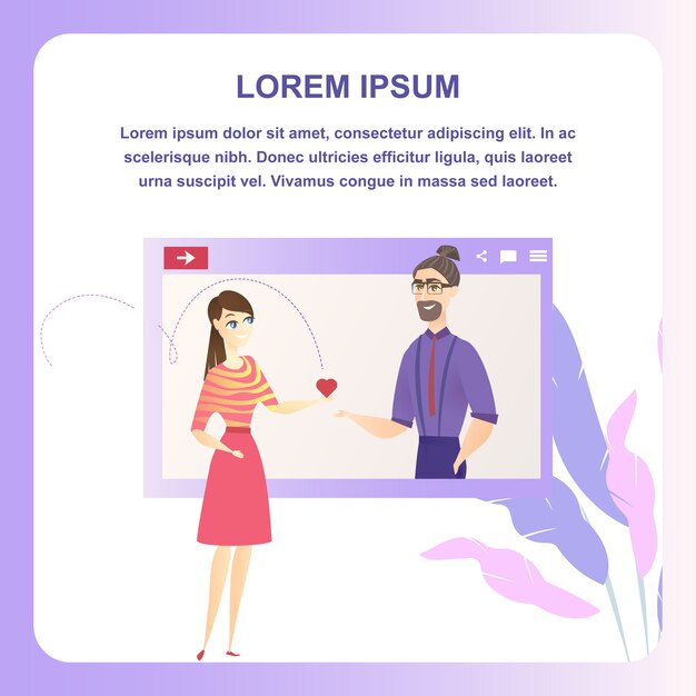 Hombre mujer personaje en línea citas Tablet Banner