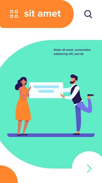 Hombre y mujer, tenencia, tarjeta, con, texto