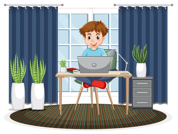 Un hombre navegando por internet en una laptop