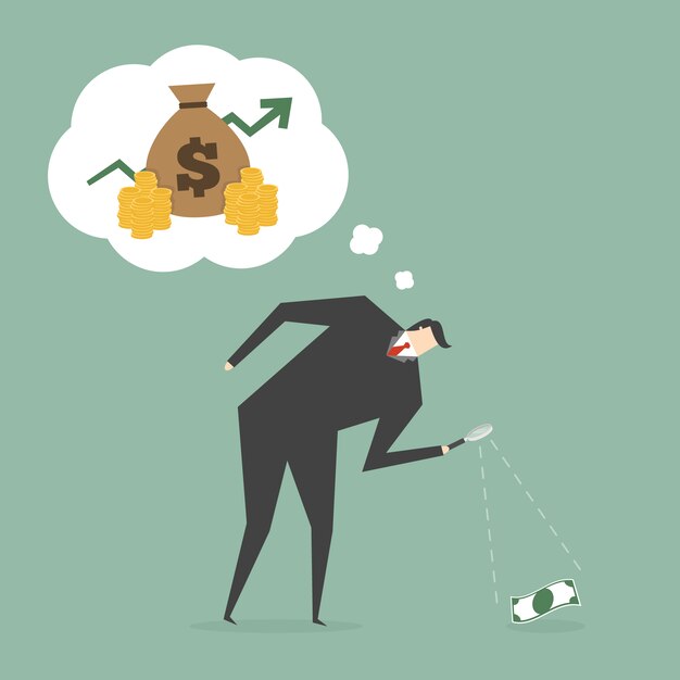 Hombre de negocios buscando dinero