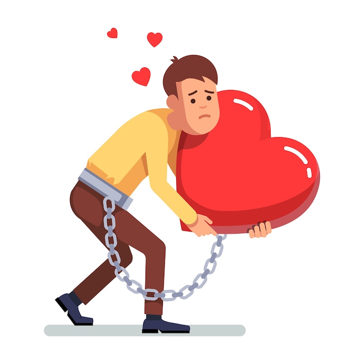 Vector gratuito hombre de negocios encadenado a corazón