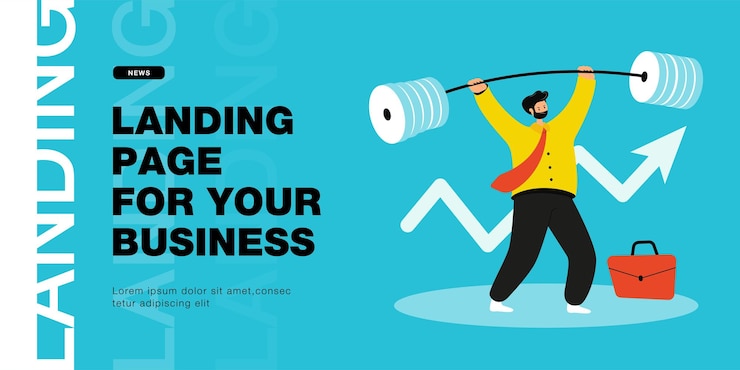 Vector gratuito hombre de negocios fuerte levantando pesas pesadas. levantamiento de pesas de empleados, tarea difícil, esfuerzo y metáfora de progreso ilustración vectorial plana. éxito, desafío, finanzas, concepto de crecimiento para el diseño de sitios web.