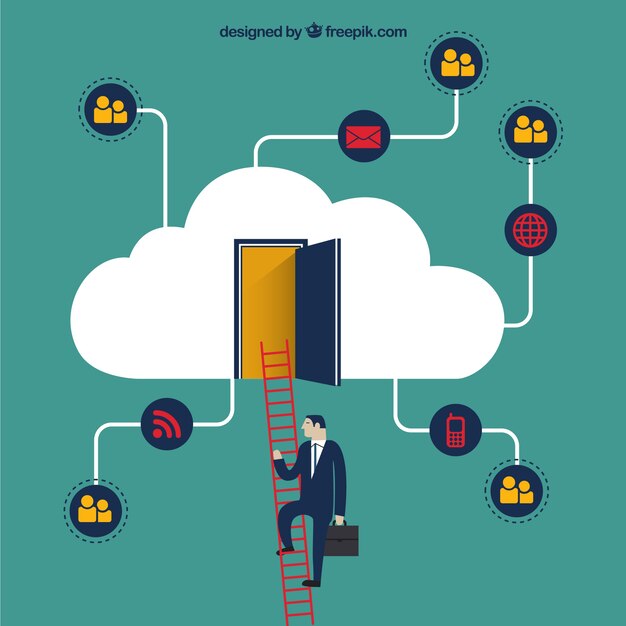 Hombre de negocios en una nube