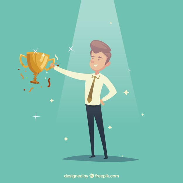 Hombre de negocios con un trofeo