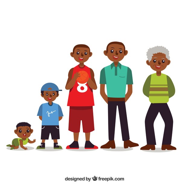 Hombre negro en diferentes edades