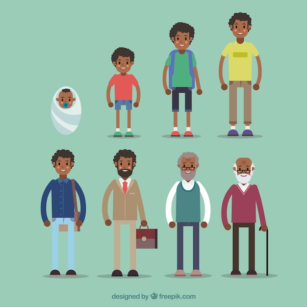 Hombre negro en diferentes edades