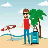 Vector gratuito hombre en el personaje de playa