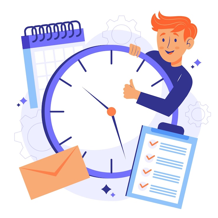 Vector gratuito hombre que sostiene un concepto de gestión del tiempo de reloj