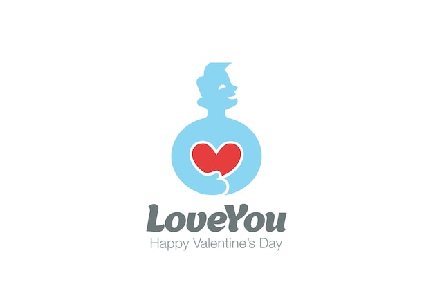 Hombre que sostiene el icono del logotipo del corazón.