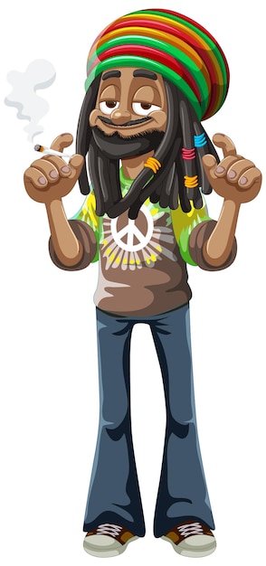 Vector gratuito hombre rastafari con vibraciones pacíficas