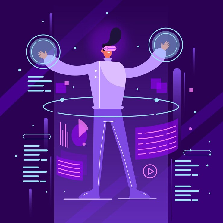 Vector gratuito hombre con realidad aumentada ilustrada