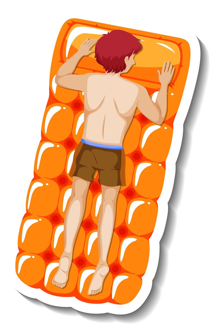 Vector gratuito hombre recostado sobre un colchón de piscina flotante