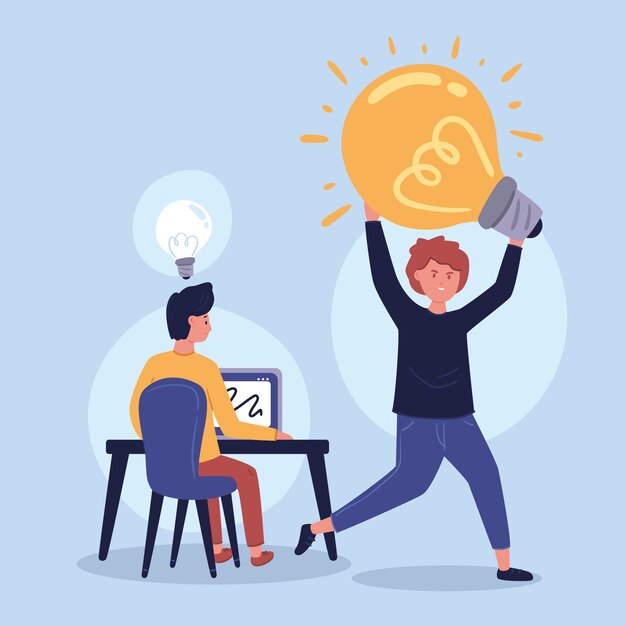 Hombre robando idea plagio concepto ilustración