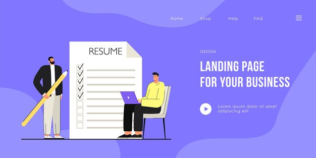 Hombre solicitando plantilla de página de destino de trabajo