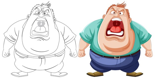 Hombres de dibujos animados enojados enfrentándose