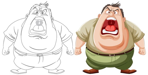 Hombres de dibujos animados enojados expresando su frustración