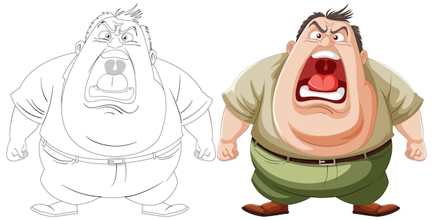 Hombres de dibujos animados enojados expresando su frustración