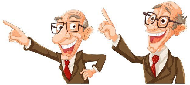 Los hombres de negocios mayores alegres apuntan hacia adelante