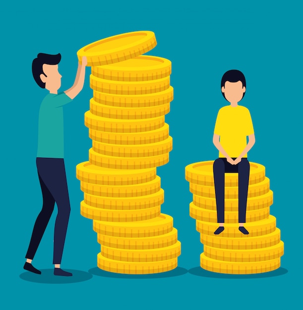 hombres de negocios trabajo en equipo con monedas