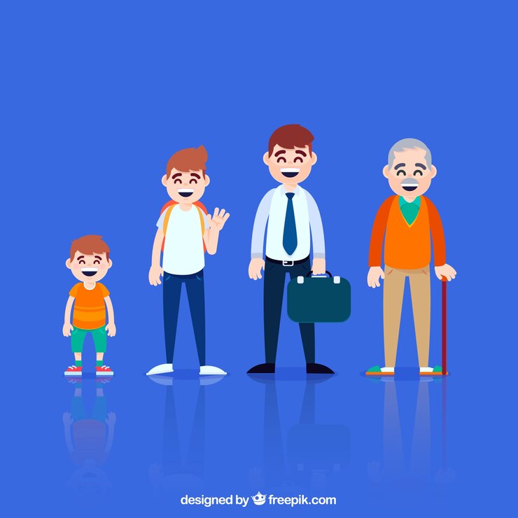 Vector gratuito hombres riendo en diferentes edades