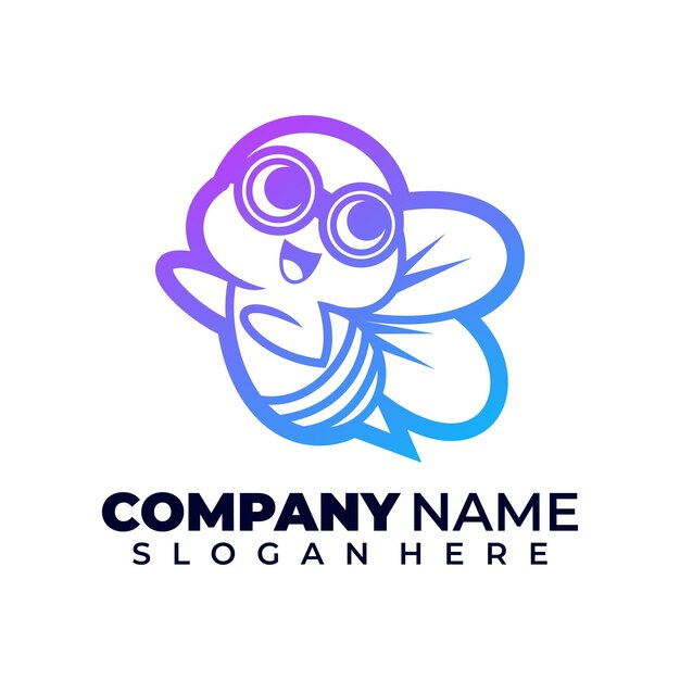 Honey bee lineart moderno o logotipo de contorno