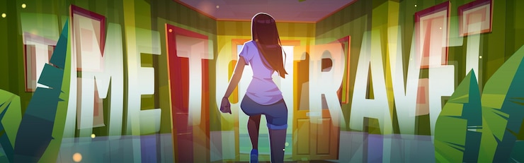 Vector gratuito hora de viajar cartel con mujer se escapa de casa.