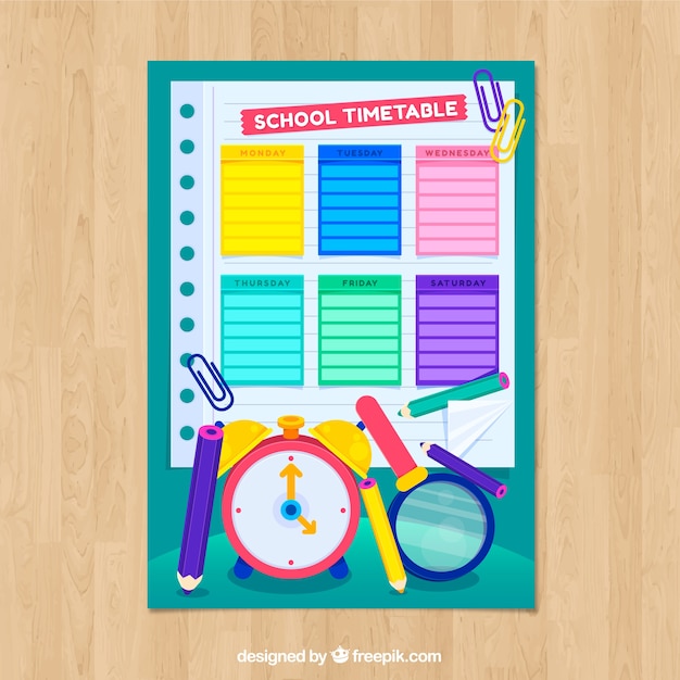 Vector gratuito horario escolar creativo