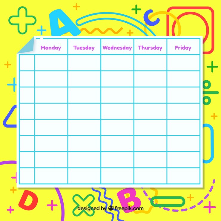 Vector gratuito horario escolar con esquina doblada 