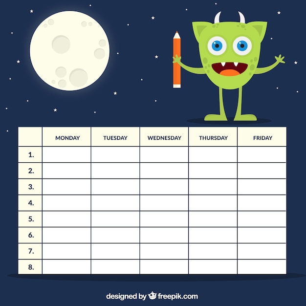 Horario con un extraterrestre y luna