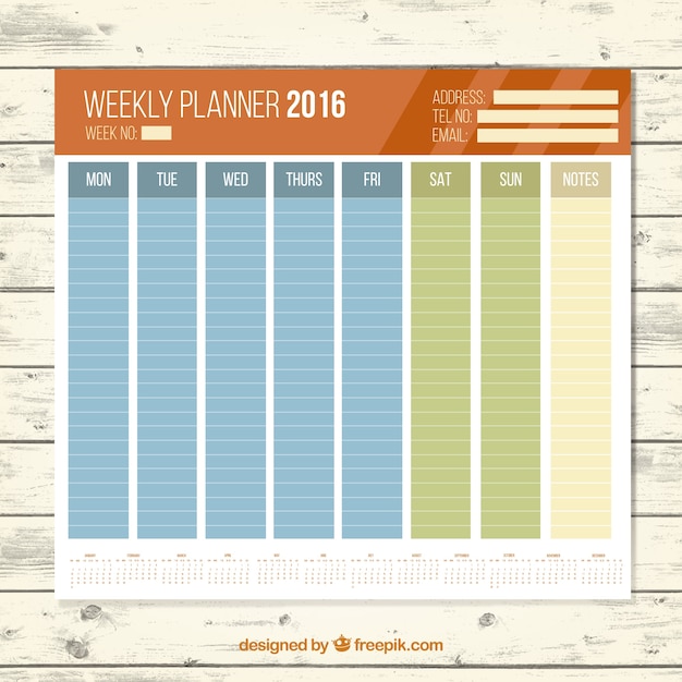 Horario semanal 2016 en colores