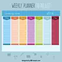 Vector gratuito horario semanal de colores para hacer una lista