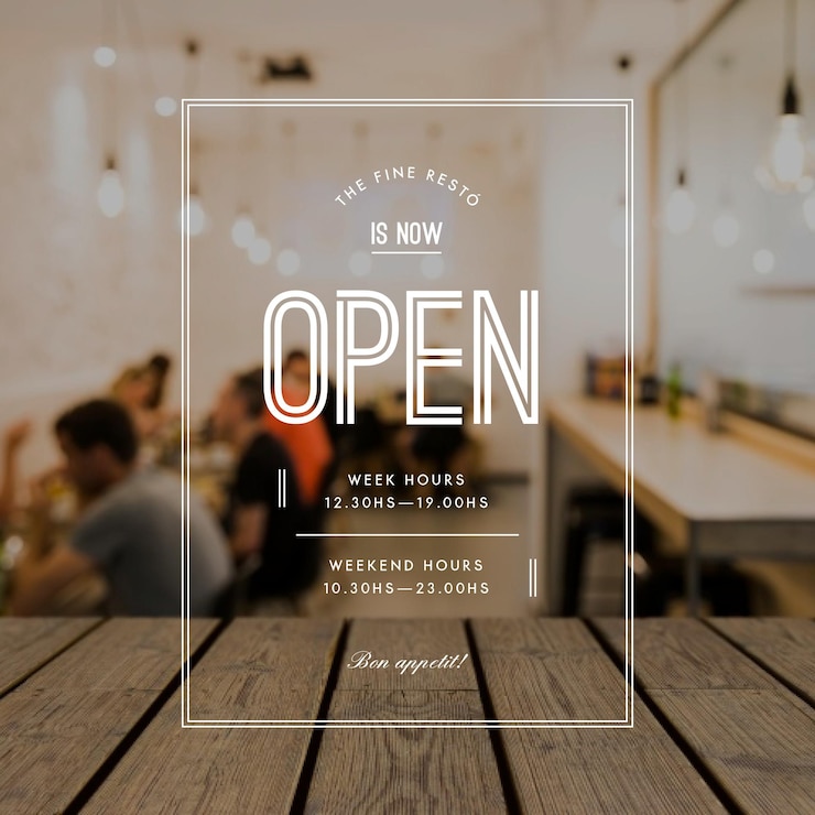 Vector gratuito horarios comerciales con foto