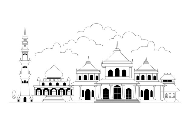 Horizonte de ahmedabad en blanco y negro