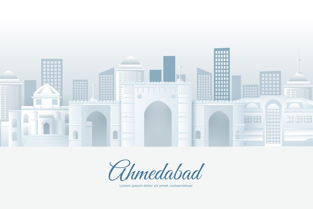 Horizonte de Ahmedabad en papel estilo