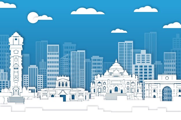 Horizonte de Ahmedabad en papel estilo