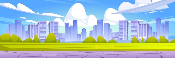 Vector gratuito horizonte de la ciudad, fondo de vista urbana de horario de verano